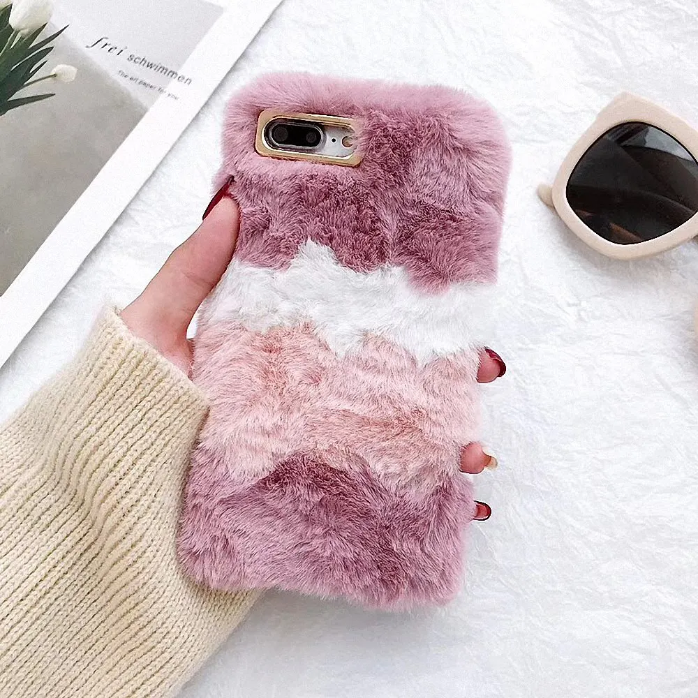 LLZ.COQUE плюшевый Пушистый Зимний кроличья Шерсть Теплый Мягкий чехол из ТПУ для huawei P20lite Mate20 P10 P20 P30 Pro Nova 4e Fundas Coque Cover
