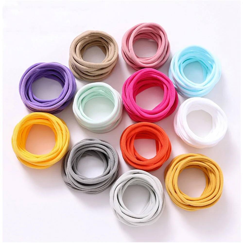 

10pcs/lot 22 Colors Soft Children Nylon Headbands tiling Wide 3cm Stretchy Head bands for Girls base headwear hair accessory