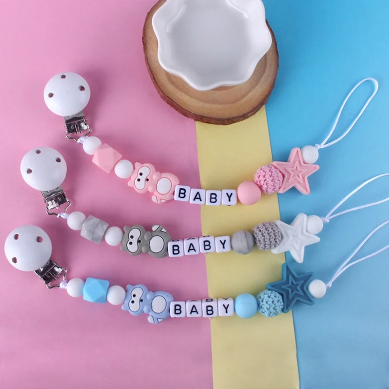 

Cute Cartoon Animal Toys Pacifier Chain Holder Baby Pacifier Clip Chain Infant Boys Girls Baby Nipple Feeding Accessories