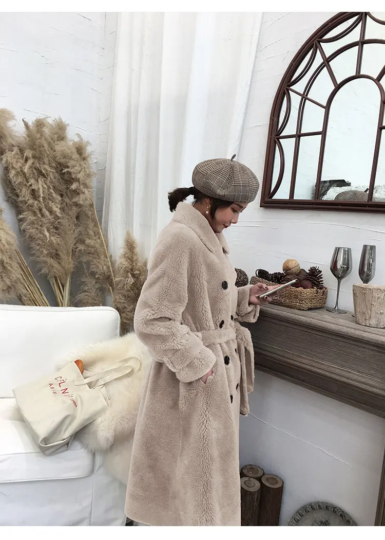 sheep Fur velvet coat sheared sheep coat female fur long young new jacket for women Granular wool