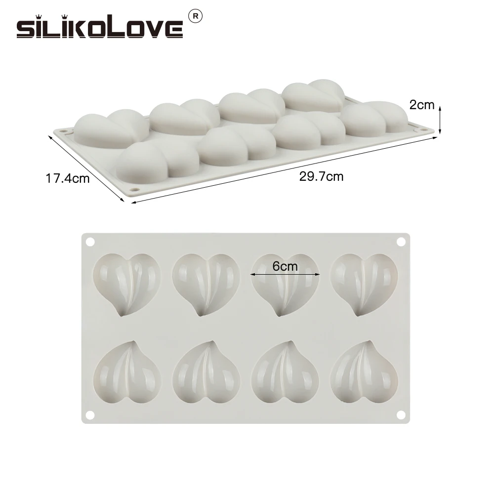 SILIKOLOVE 8 полости силиконовая форма-Сердце торт украшения инструменты для выпечки кекс трюфель Жаростойкие формы для духовки формы