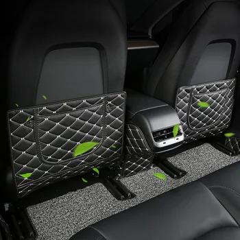 

3pcs Children PU Leather Accessories Styling Cover Anti Kick Mat Pad Back Seat With Storage Bag Protective Car For Tesla Model 3