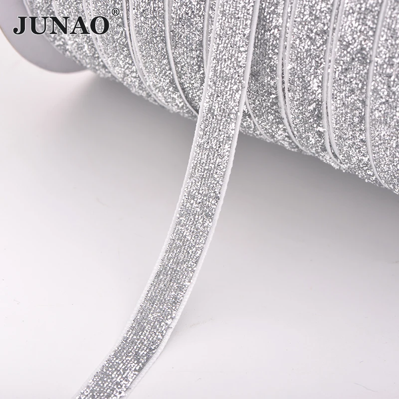 JUNAO 5Yard* 10 мм Радужная цветная лента с блестками для шитья волос лента для отделки одежды блестящая AB тканевая лента для изготовления головных уборов
