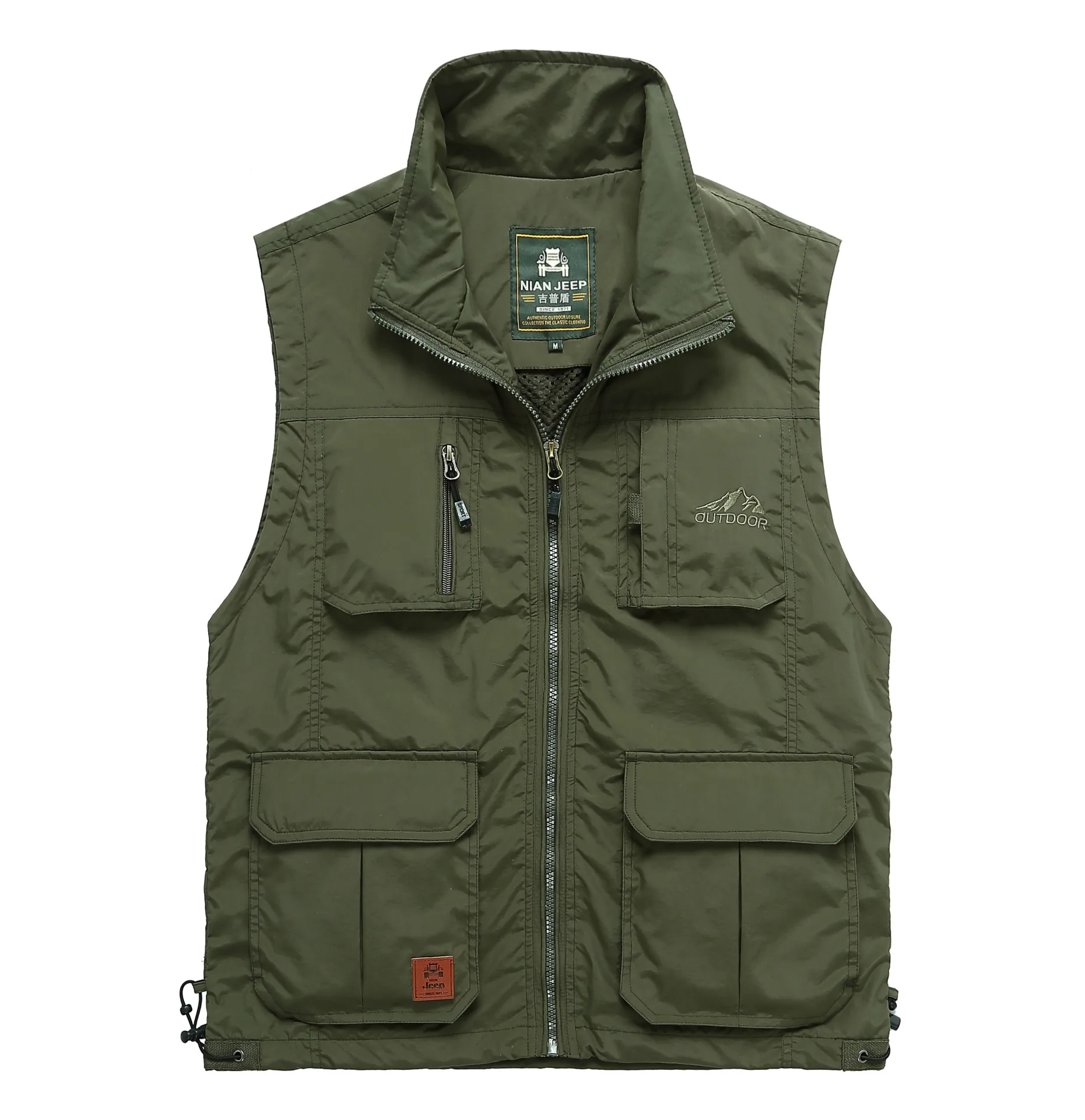 L-5XL походный жилет с несколькими карманами для мужчин, Рыболовный Жилет с сеткой, тактический жилет, верхняя одежда, дорожный жилет для фотографа, жилет для охоты - Цвет: Зеленый