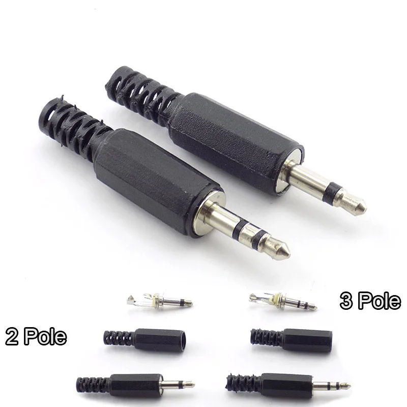 Mono conectores de Audio de 5/10mm y 3,5mm, conector macho, adaptador de auriculares, 2/3mm, terminales de cable de conector macho, W17, 3,5 Uds.