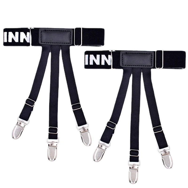 

Men's jacquard black shirt clip shirt non-slip garter belt nylon YFS-J-MAN