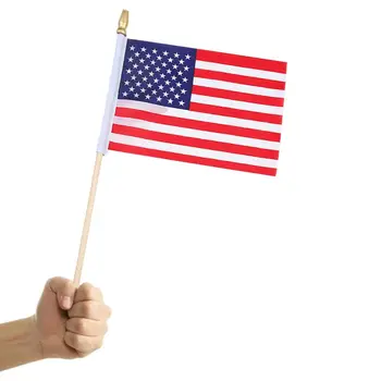 

1Set Handheld Flage 4x6 inch Printed Polyester American Flag Square Flag Banner-Patriotic Event Bar Election Natiional Flag