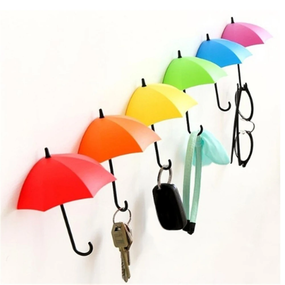 New 3Pcs/set Colorful Umbrella Wall Hook Wall Mount Key Holder Wall Hook Hanger Organizer Durable Key Holder Home Decor