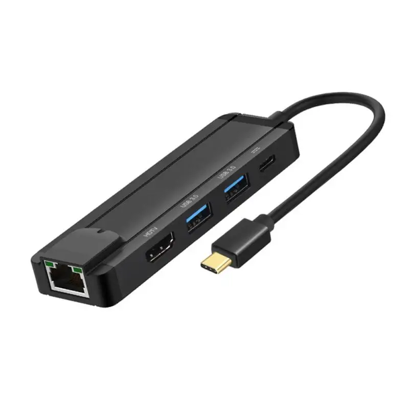 5 в 1 концентратор док-станция тип-c к PD тип-c/HDMI/RJ45/2 USB3.0 Многофункциональный портативный USB-C