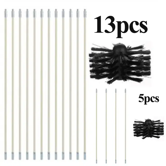 Chimney Cleaner Brush Clean Rotary Sweep System Fireplace Kit Rod