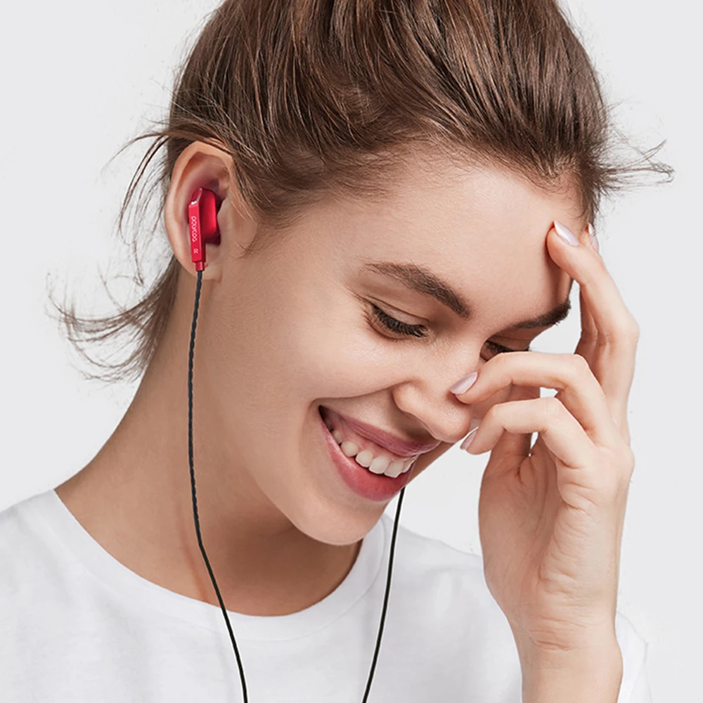 FDBRO D9 with Mic Double Dynamic In ear Wired Earphone Personality HIFI Subwoofer Earbuds Built in HD Gaming Headset