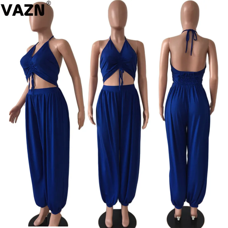 VAZN GDAN18040, v-образный вырез, для девушек, свободный, Повседневный, для ночного клуба, размера плюс, для молодых, комбинезон, без рукавов, длинные штаны, комбинезоны, сексуальные, ветрозащитные комбинезоны