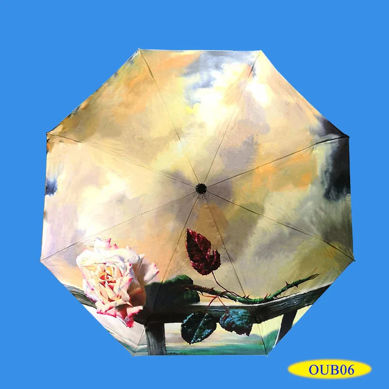 Umbrella D Мини-зонт от солнца, дождь, Женская Складная картина с зонтом, Женский абстрактный Топ дизайн, анти-УФ арт Зонты QZH356 - Цвет: Umbrella D