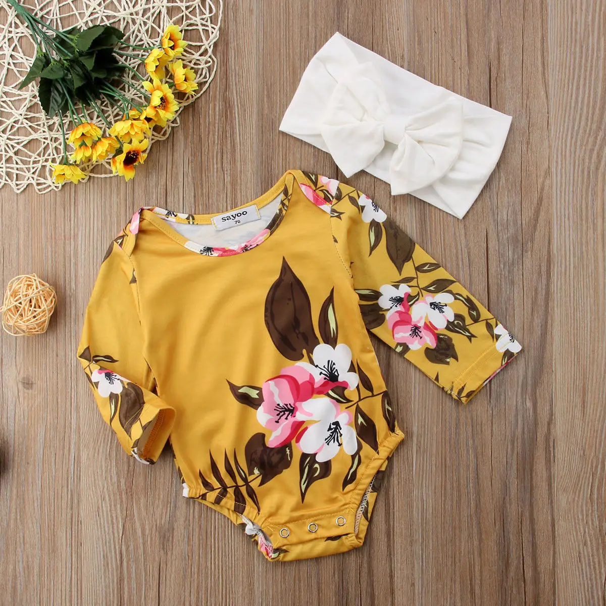 Pudcoco/Милая одежда с цветочным принтом для новорожденных девочек комплект из 2 предметов, боди с длинными рукавами для маленьких девочек хлопковые комбинезоны
