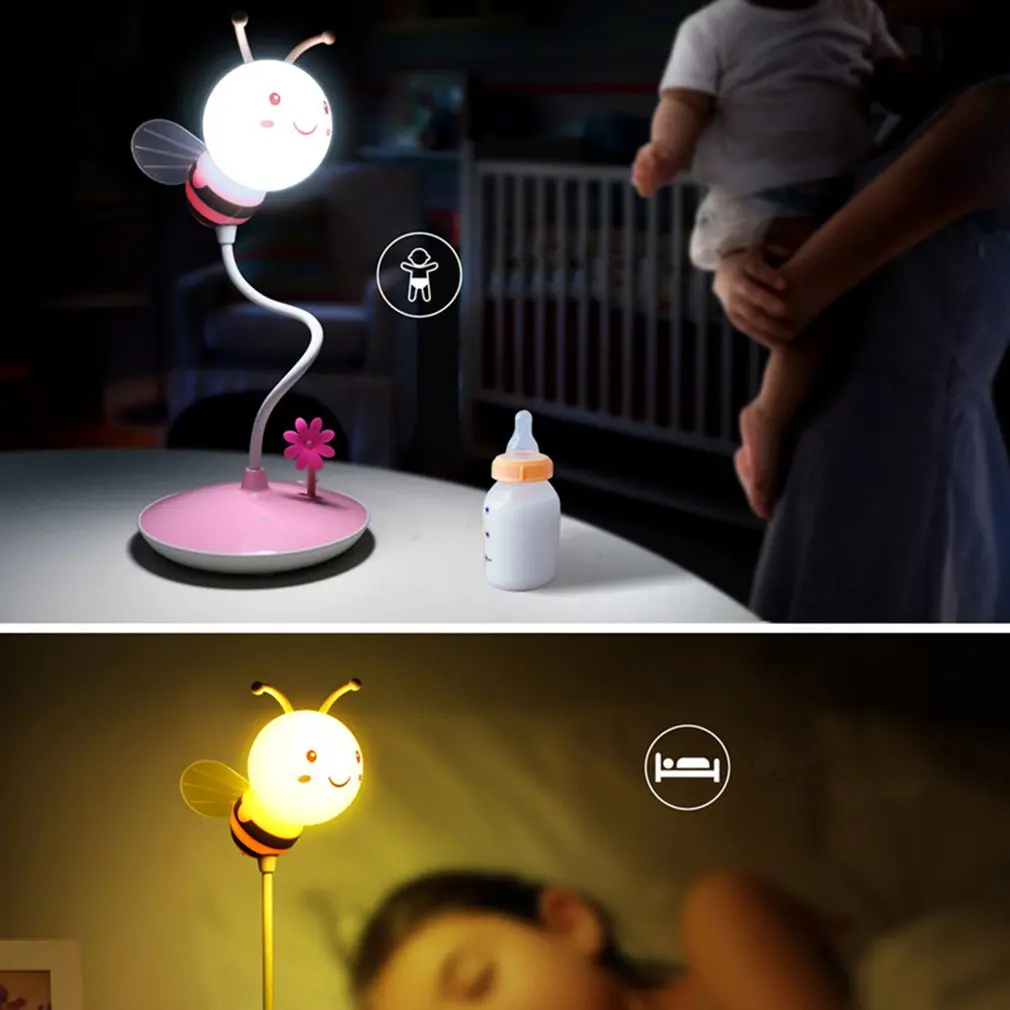 LED Little Bee Night Light USB Rechargeable Home Bedroom Decoration Tabel Lamp Creative Atmosphere Eye Protection Light Fixtures
