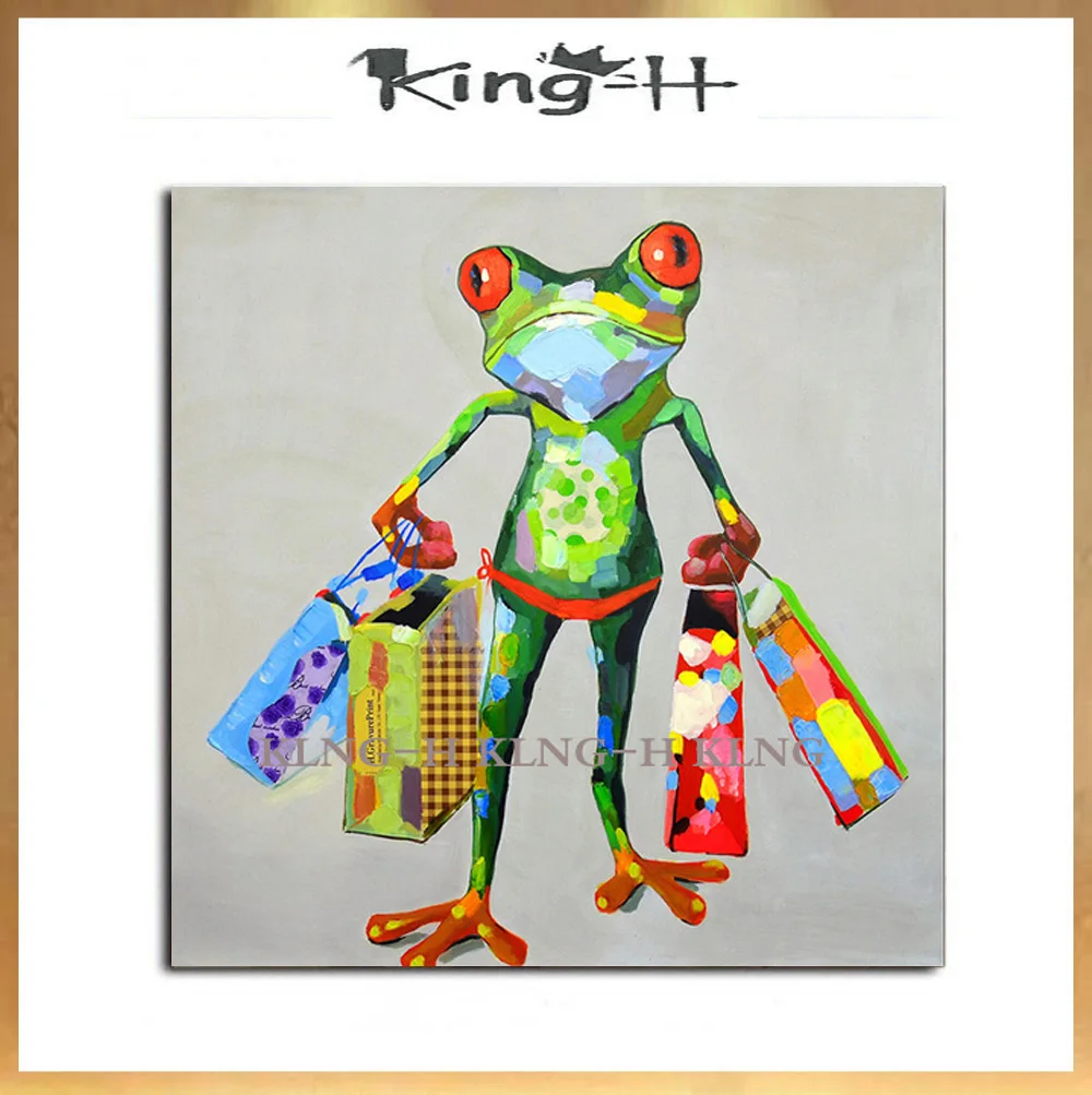 Pinturas De Animales Abstractas Pintadas A Mano Para La Decoración De La Habitación Dipinti Pintura Al Óleo De La Compra De La Rana Di Immersione