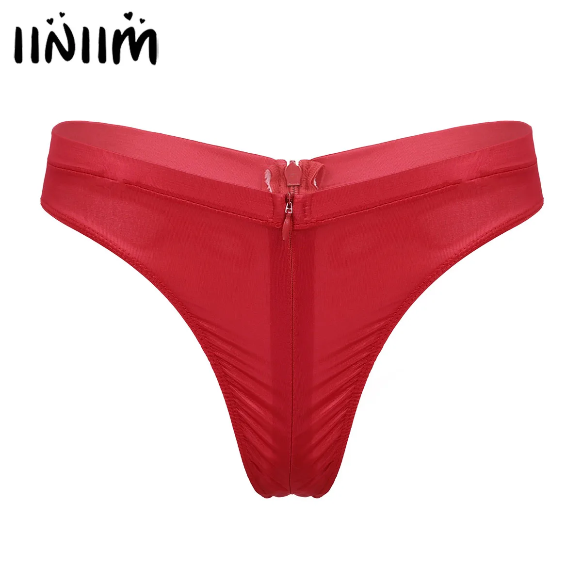 

Hot Womens Lingerie Sexy Panties See-Through Invisible Briefs Low Rise Zipper Crotchless Thong Slip Hommes Underwear Underpants