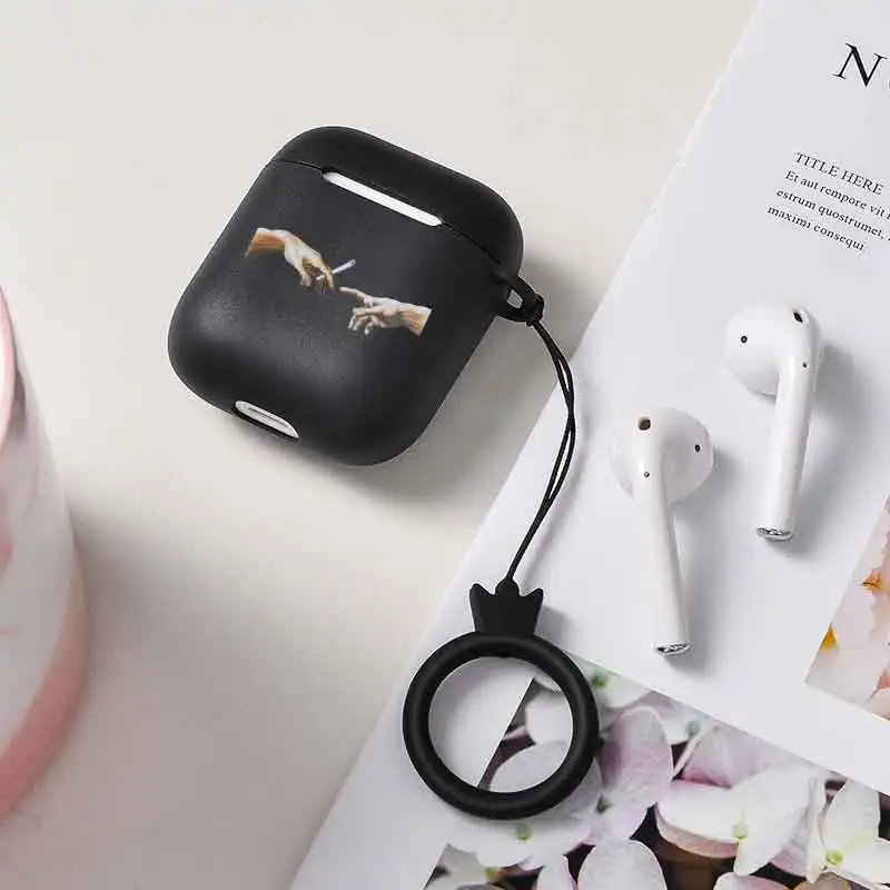 Черный чехол для наушников для Airpods 1 2 чехол с ремешком в виде короны чехол с рисунком матовый чехол для наушников Аксессуары статуя