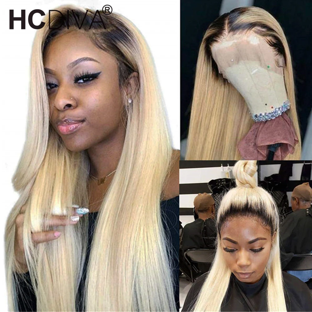 Ombre Blonde Human Hair Wig 1b/613 Lace Front Human Hair Wig 613 Blonde  Brazilain Straight Human Hair Wig Pre Plucked Remy Hair - Part Lace Wigs -  AliExpress
