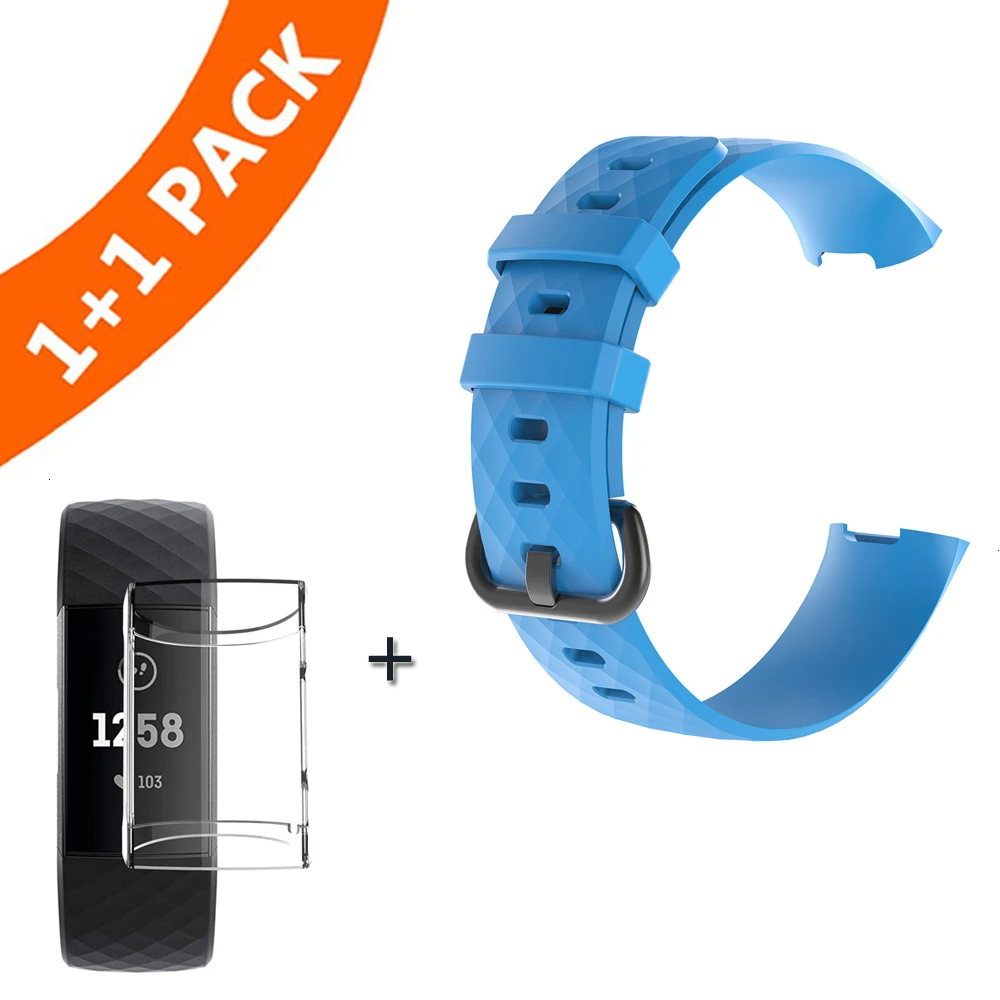 Ремешок для Fitbit Charge 3 сменный ремешок для Fitbit Charge 3/3SE с ТПУ чехол Защитный для Fitbit Charge 3 Band - Цвет: Sky Blue