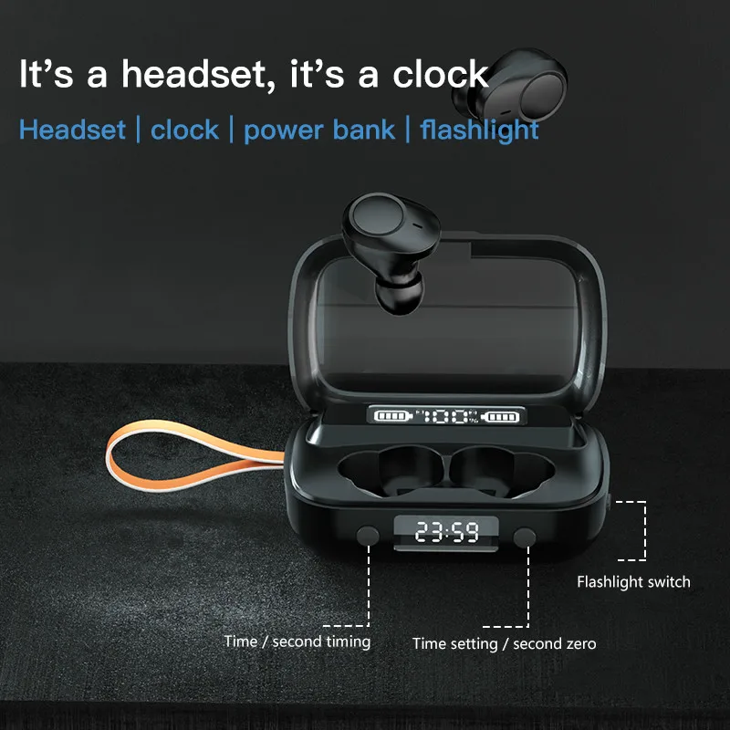 Wireless headset TWS headset Bluetooth 5 0 headset with microphone IPX7 waterproof gaming headset touch control power bank