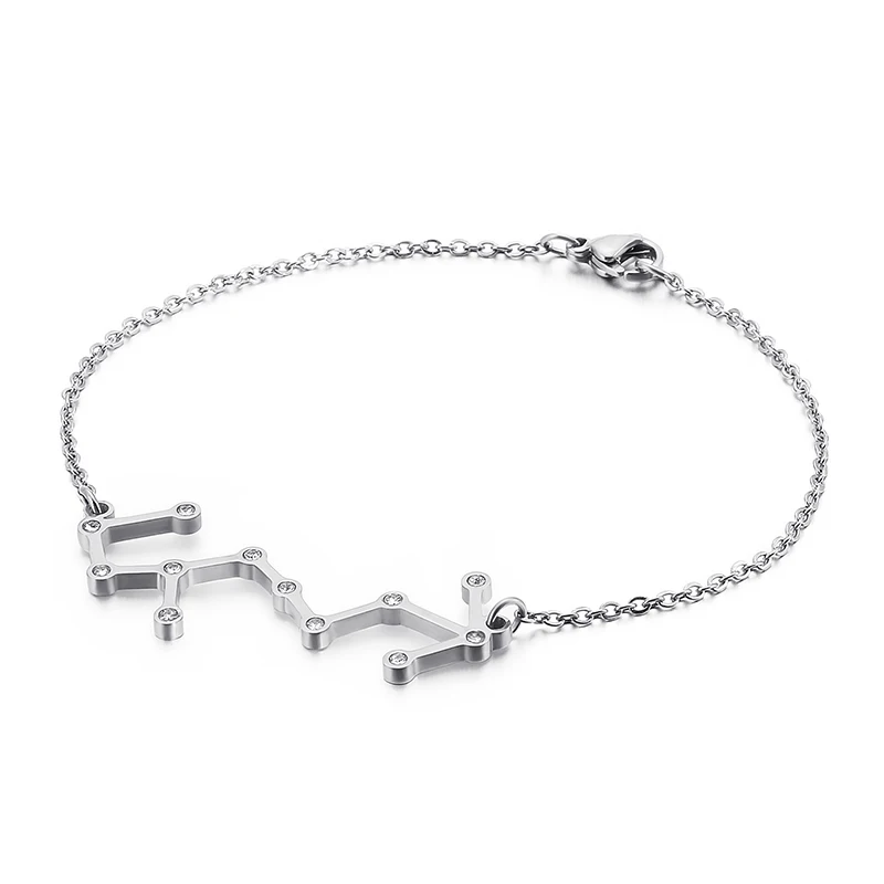 Женский браслет из нержавеющей стали с 12 созвездиями и фианитом | Украшения