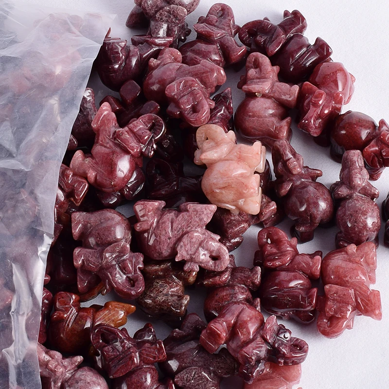 Оптовая продажа 2 дюймовые фигурки слонов с нефритовым кристаллом ручная работа