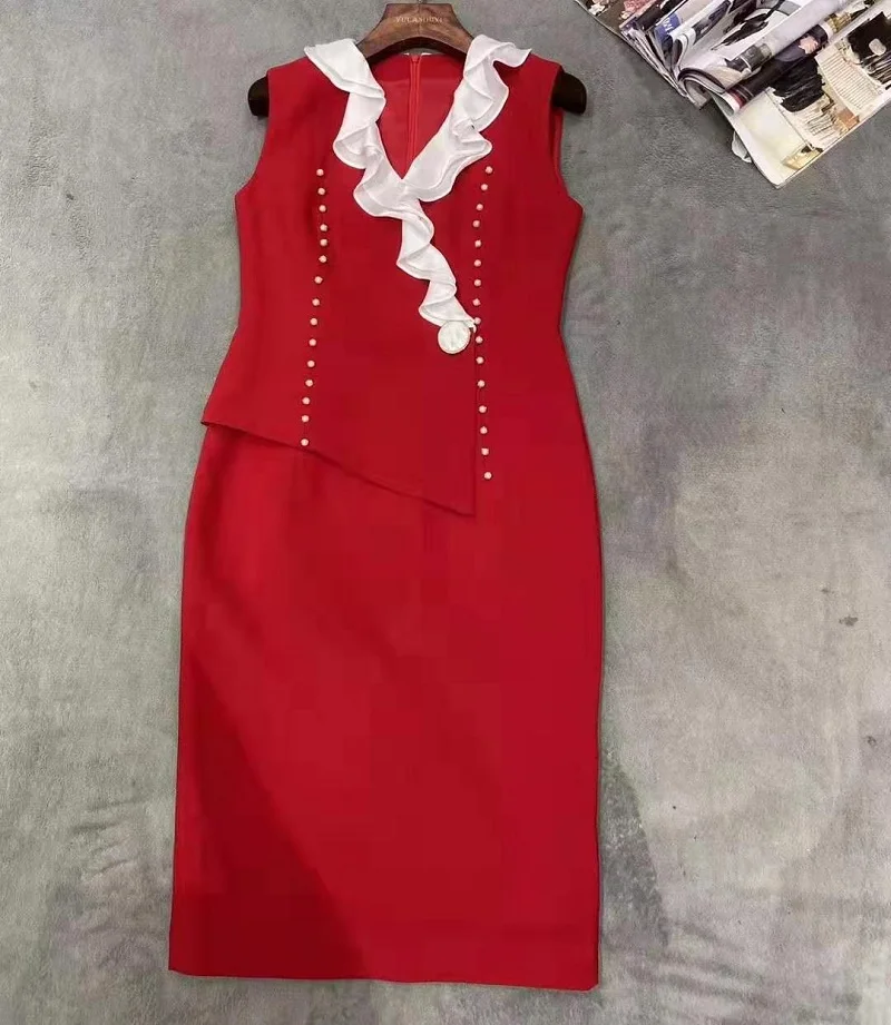 Vestido de festa,, весенние вечерние женские коктейльные платья с v-образным вырезом, Украшенные бусинами, белые, с оборками, в стиле пэчворк, черные, красные, облегающее платье-футляр, OL - Цвет: red