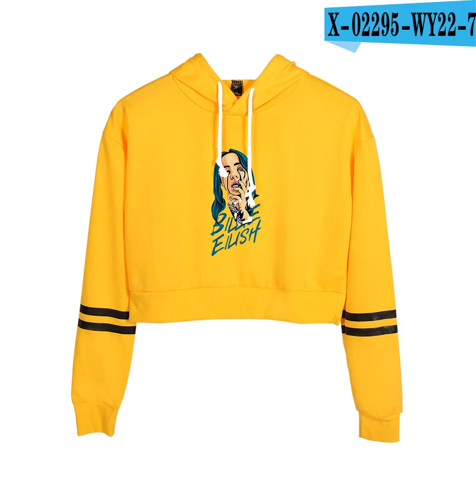 New Fashion Billie Eilish crop Top Hoodies Sweatshirt Women Pullovers Billie Eilish Hoodies Casual women's/girl's orange Hoody - Цвет: orange