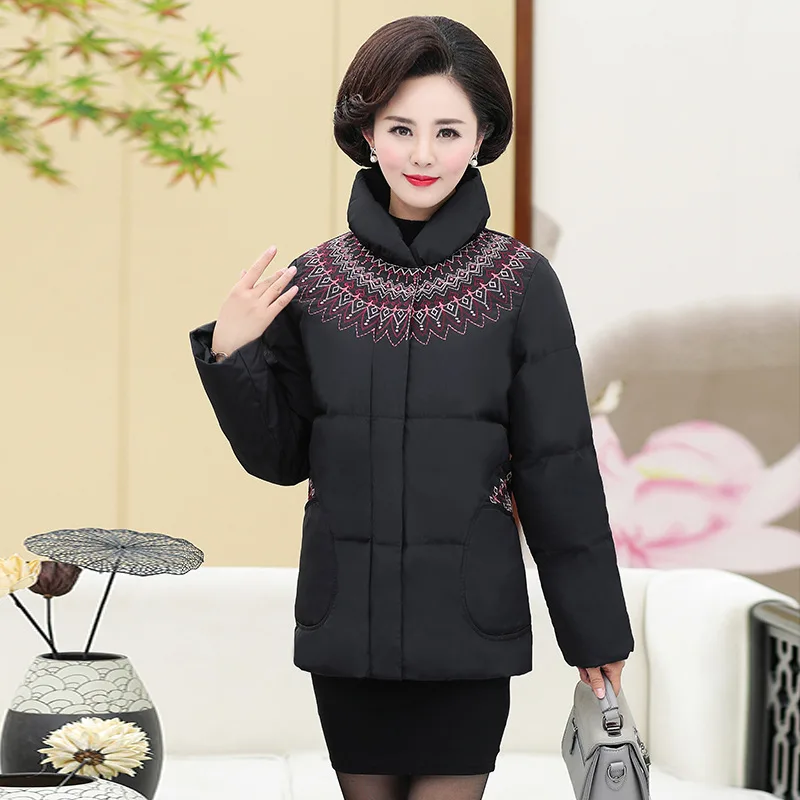 

Middle-aged Winter Middle-aged Women Dress Cotton-padded Jacket Mid-length Thick down Jacket Cotton-padded Clothes Loose And Plu