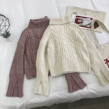 

2019 Turtleneck Sweater Women Pullover High Elasticity Knitted Ribbed Sweater Slim Jumper Autumn Winter Basic Female Sweater