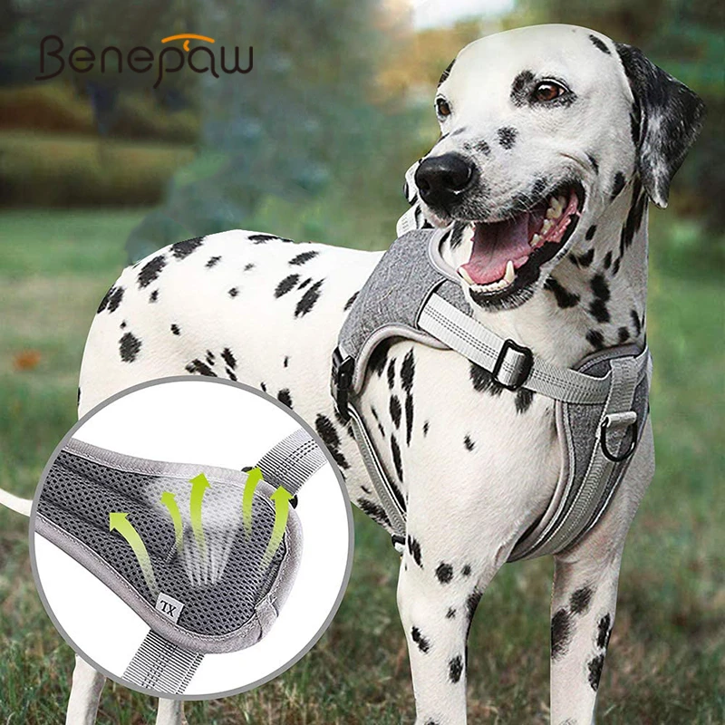 

Benepaw Reflective No Pull Dog Harness Adjustable Soft Mesh Padded Pet Vest For Small Medium Large Dogs Easy To Put On Take Off