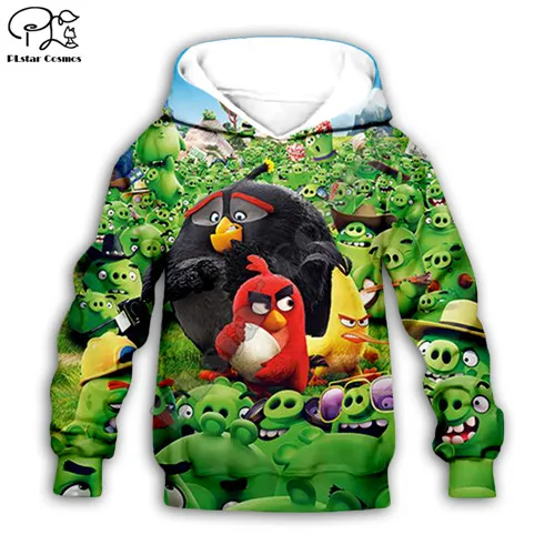 Kids hoodies Новые детские толстовки с капюшоном с 3d принтом из мультфильма «angry» и «Red birds», детские тканевые толстовки на молнии, штаны для мальчика - Цвет: Kids hoodies