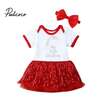 

One Years toddler Girls clothes 2pcs Newborn Toddler Infant Baby Girls Clothes Dress+Bling Bling First Christmas Outfits Xmas