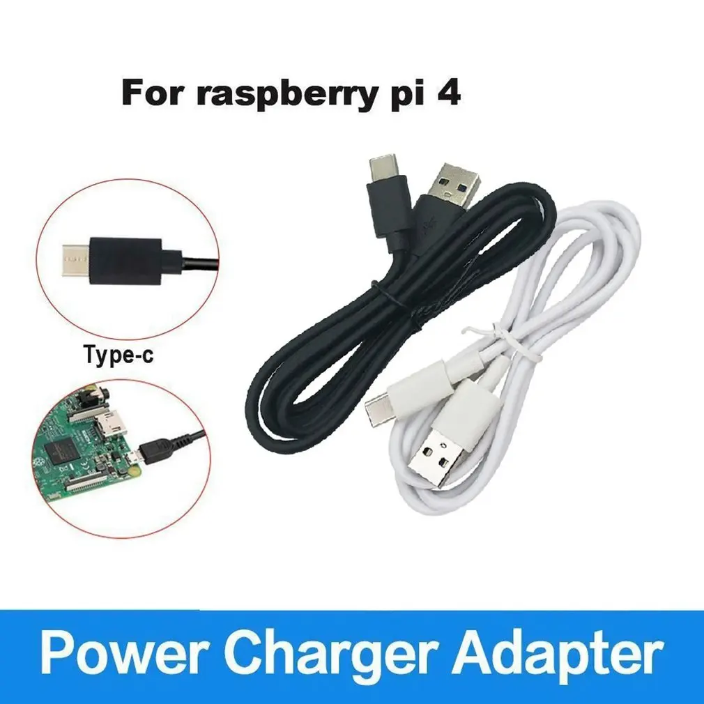 1 м 5 в 3A type-C USB AC/DC адаптер настенного зарядного устройства Шнур питания для Raspberry Pi 4 Модель B Кабель-адаптер Черный Белый