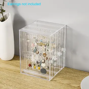 

Multifunctional Jewelry Storage Box Plastic Transparent Dust Earrings Finishing Box Desktop Vertical Lagerung Rack 1 Piece