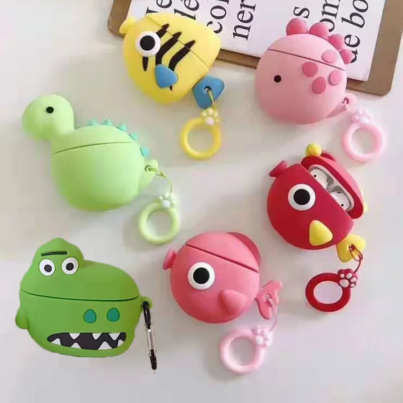 

For Apple AirPods Case 3D Cute Cartoon Dinosaur Fish Sea Animals Wireless Earphone Headphone Cover for Airpods 2 Earpods Shell