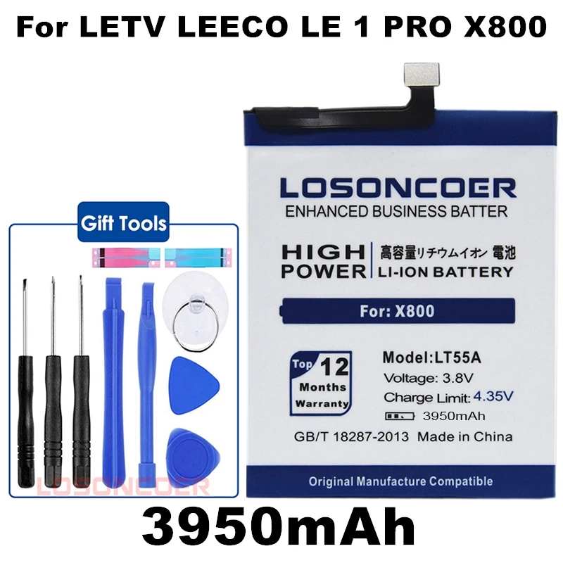 LOSONCOER 3950 мАч LT55A Аккумулятор для LeEco Letv Le 1 pro X800 Le one pro X800 Аккумулятор для сотового телефона подарок инструмент