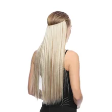 Прямые волосы 24 дюйма невидимая проволока без зажима Одна деталь Синтетический Флип-строка наращивание волос