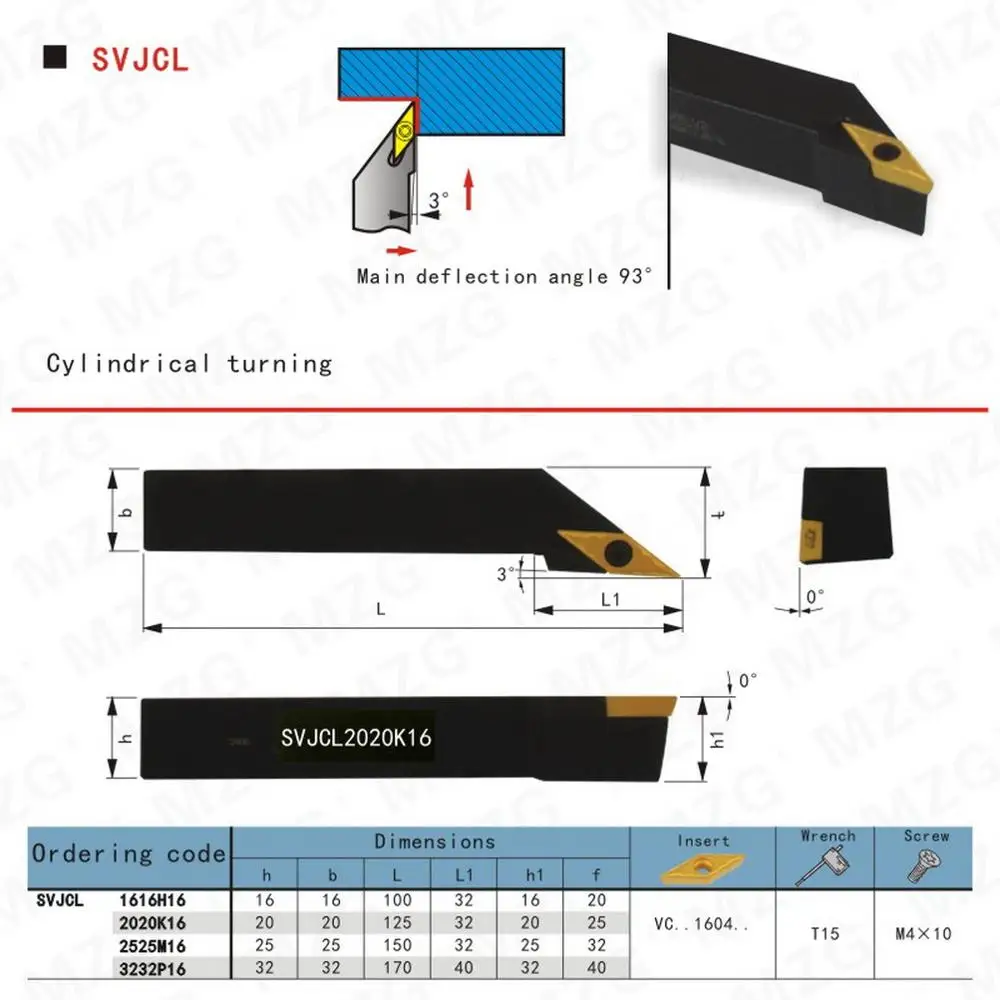 MZG 10*10 12*12 SVJCL CNC Внешний токарный станок бор обрабатывающий резак стальной
