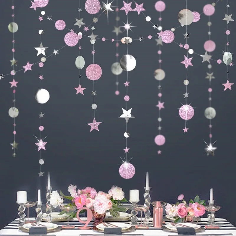 

4M Twinkle Star Paper Garland Baby Shower Decorations for Home Boy Girl First Birthday Party DIY Wedding Decor Christmas Props