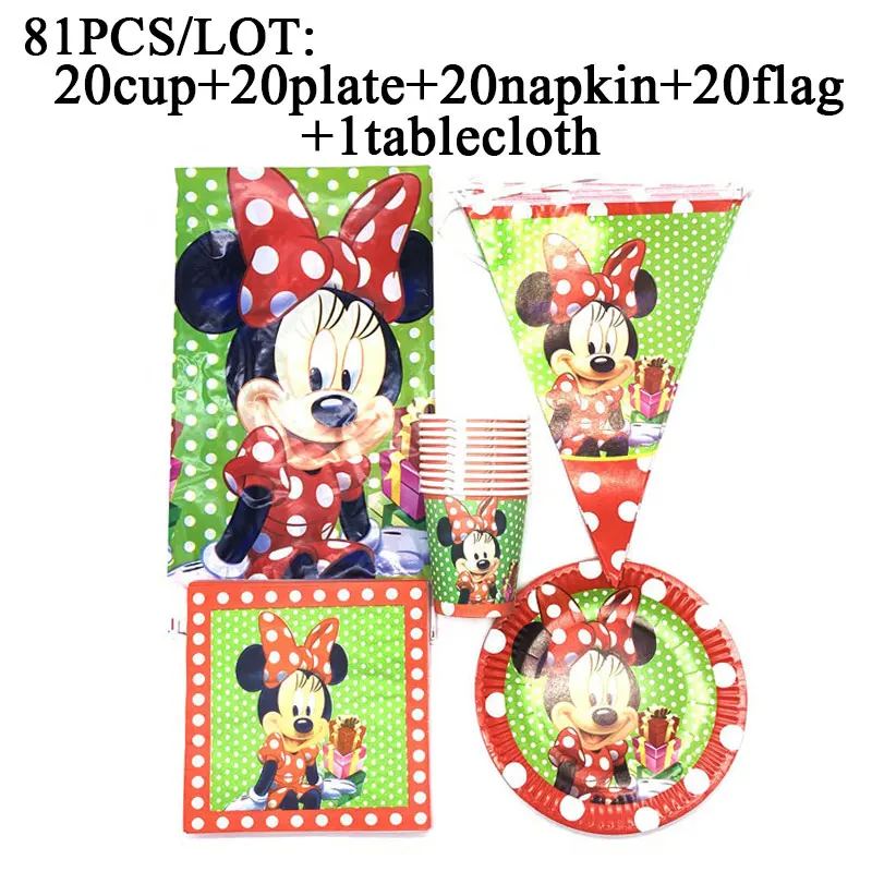 

Birthday Party Decorations Kids Minnie Mouse Party Disposable Cup Plate Cartoon Minnie Theme Tablecloth Baby Shower Party Banner