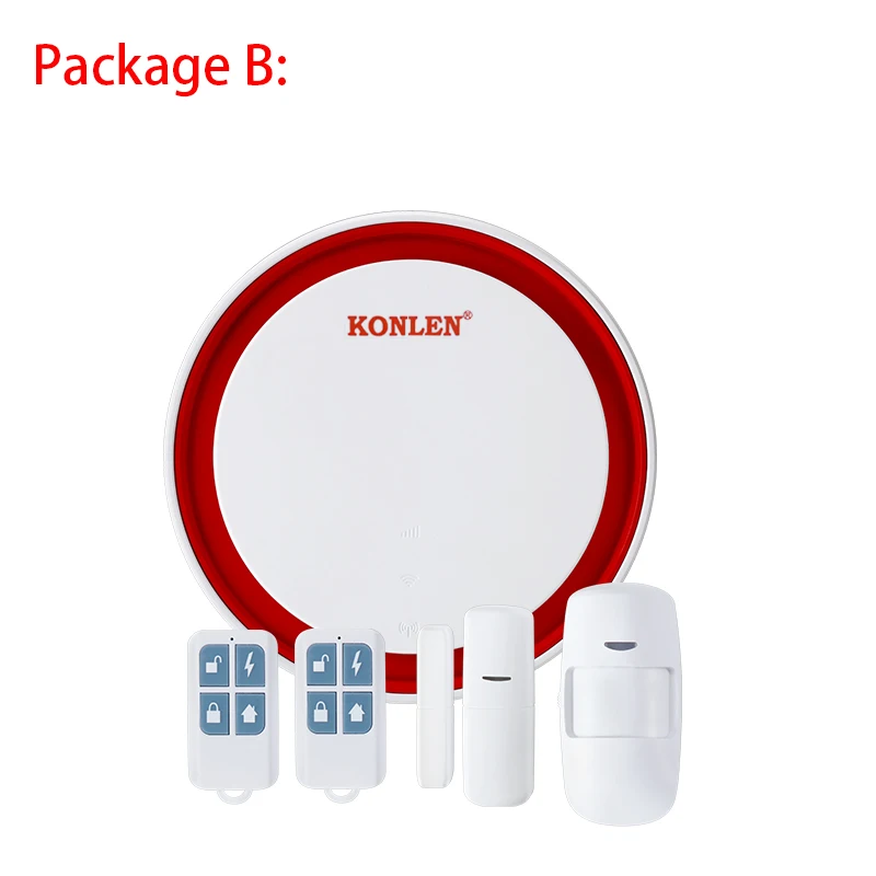 Package B Tuya Smart WI-FI GSM сигнализация сирена концентратор Системы Беспроводной безопасности домашняя одежда с Камера двери движения PIR Сенсор Google Alexa уведомления приложения - Цвет: Package B