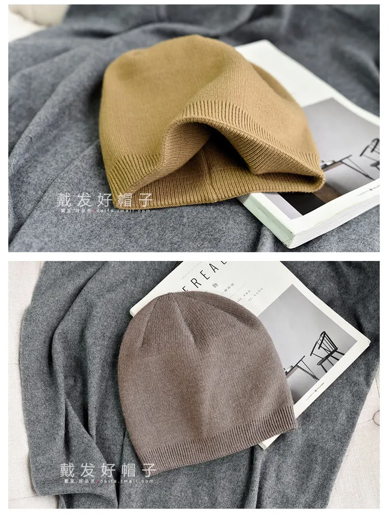 beanie cap 6 Colors Unsex Autumn Winter Solid Color Real Cashmere Beanies Matched New Cashmere Man Woman Warm Skullies Autumn Cap for Women winter cap