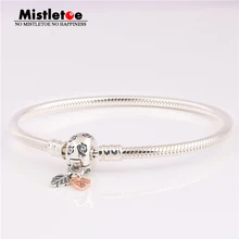 Аутентичный 925 пробы браслет-цепочка в виде листьев и змеи из серебра, ювелирные изделия в европейском стиле