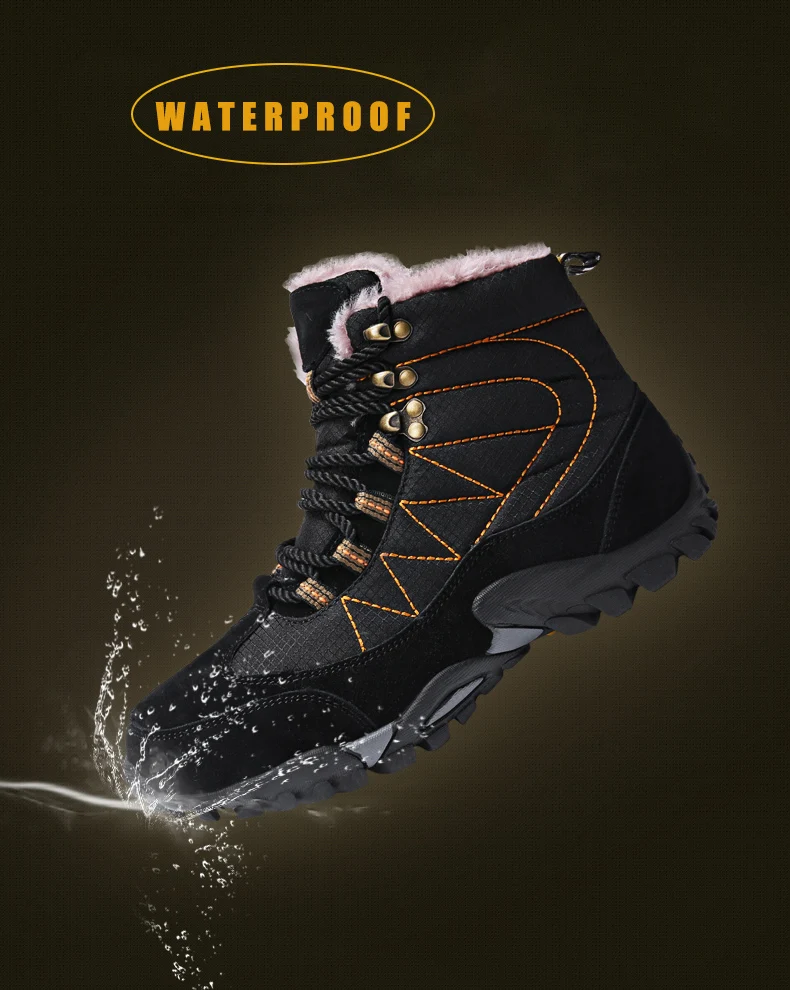 BESCONE/мужские теплые зимние ботильоны; водонепроницаемые повседневные короткие мужские ботинки с Плюшевым Мехом; прочные нескользящие походные ботинки; MT8888