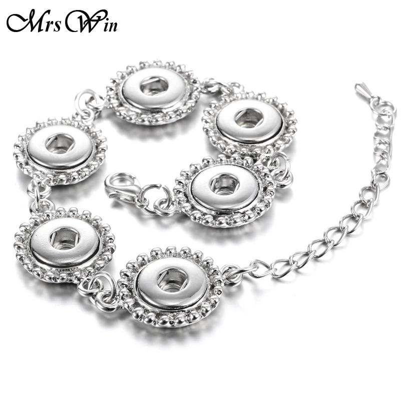 New 12MM Snap Jewelry 12mm Button Bracelet Bangles Vintage Silver color 6 Buttons Charm for Woman | Украшения и аксессуары