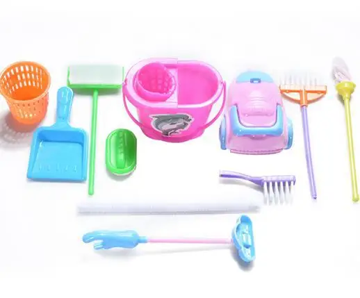 

9-Piece Doll Cleaning Tool Kit, 9 PCs CHILDREN'S Toy Play House Accessories, Vacuum Cleaner Bucket 47.5G