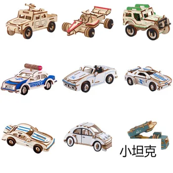 

New wooden three-dimensional DIY Engineering vehicle simulation jigsaw Figure 3 D assembly model of children's toy