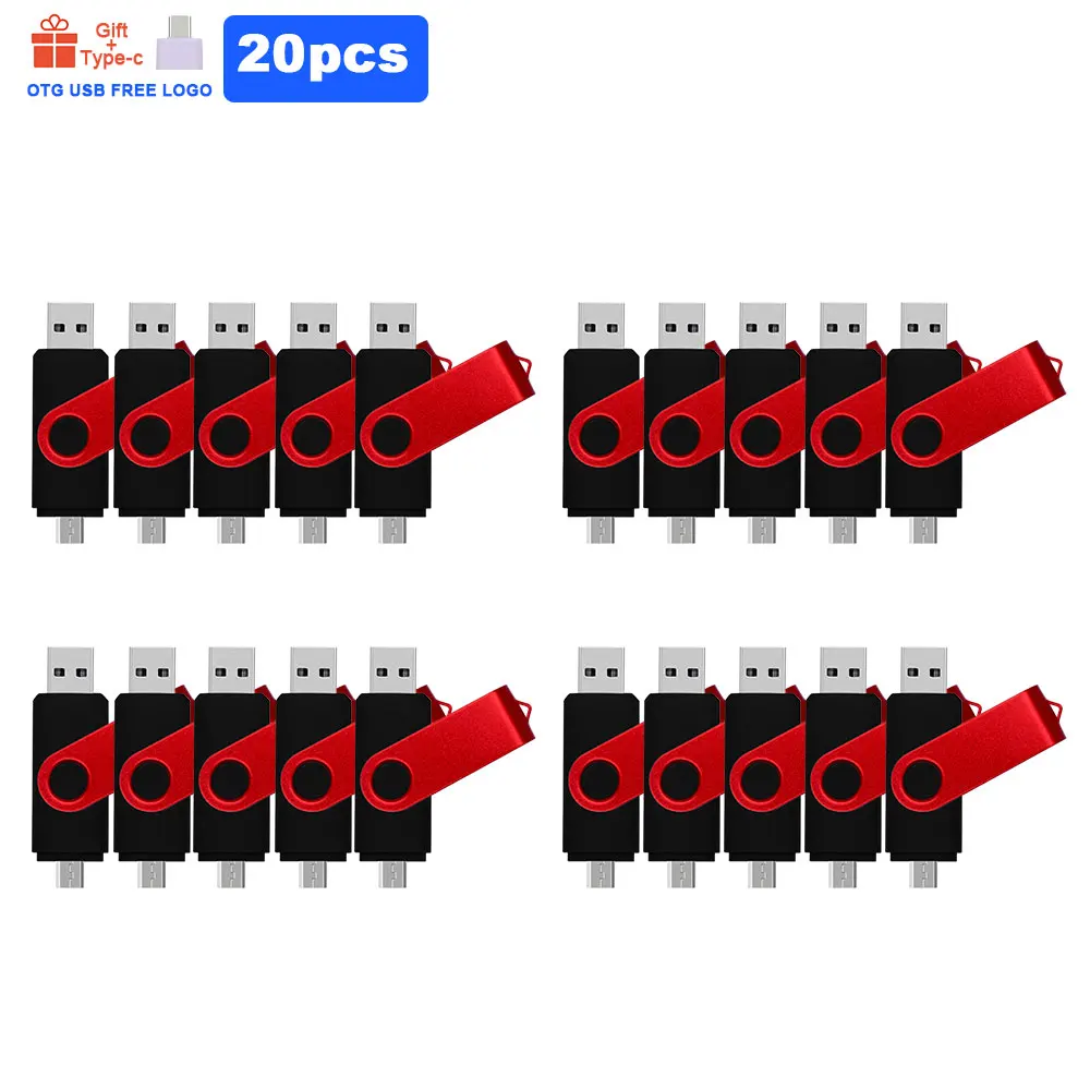 20 шт./лот OTG 3 в 1 Флешка 4 ГБ 8 64 Cle Usb 2 0 карта памяти 32 Гб 16 Type C флешка Деловой